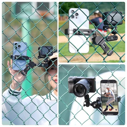 jusmo CM010 Cell Phone Fence Mount Game Changer Mounting Kit for GoPro, iPhone, AKASO, DJI Osmo Action, Insta360, Mevo Start for Recording Baseball Softball Tennis Gamechanger Streaming Kit - style: CM010