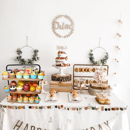Acacia Wooden Cupcake Display Riser Stand Three Tiered Essential Oil Risers Display Candle Perfume Stand Small Chees Party Decor Dessert Table Display Set 3 Layers