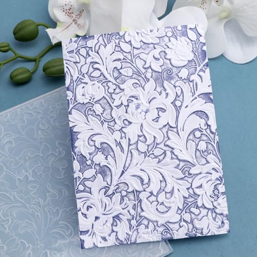 Briartw 3D Embossing Folder for Card Making Adding Textured Detail to Paper Crafting 6.3x4.5inch Clear Texture Plate Perfect for Heavyweight Cardstock (≥250gsm/92lb),Flowers Texture Template - color: Flowers