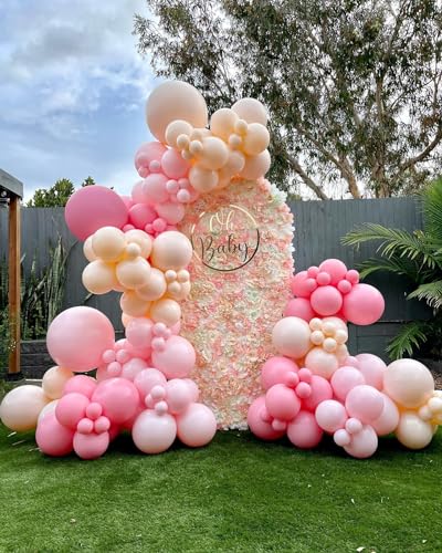 Light Pink Double Stuffed Balloons Different Size 115Pcs 5/10/12/18" Pink Balloon Arch Garland kit for Birthday Baby Shower Valentine's Day Bridal Shower Gender Reveal Wedding Mouse Party - color: Light Pink