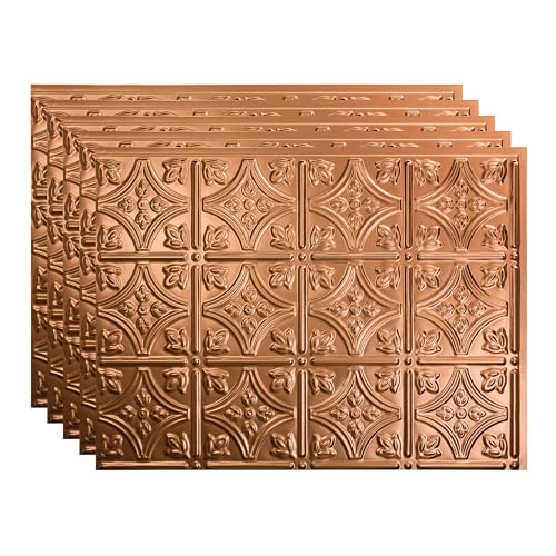 FASÄDE Traditional Style/Pattern 1 Decorative Vinyl 18in x 24in Backsplash Panel in Polished Copper (5 Pack) - color: Polished Copper, size: 5 Pack
