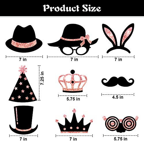 Zonon 24 Pcs Funny Photo Booth Props Class of 2026 Graduation Birthday Wedding Family Class Reunion Prom Disco Party Celebration Decoration Supplies Mix of Hats, Lipstick, Tie(Rose Golden) - color: Rose Golden