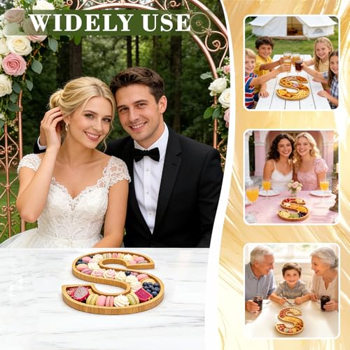 11" Wooden Letter S Platter Tray for Party Charcuterie Board Letters Serving Trays for Food Fruit Cupcake Reusable Fillable Dishes Plates for Birthday Anniversary Wedding Party Baby Shower Supplies - color: Letter S