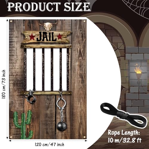 Lunmon Wood Jail Backdrop for Photography 6 x 4 ft Prison Cell Photo Prop with Head Cutout Western Prison Backdrop Jail Photo Background for Murder Mystery Crime Scene Party Halloween Jail Prison - color: Wood Jail Prison