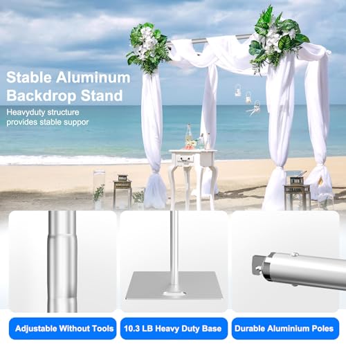 Pipe and Drape Backdrop Stand Kit Backdrop Stand For Parties 10ftx10ft Adjustable Photo Backdrop Stand Heavy Duty Background Stand for Wedding Banquet Decorations Silvery