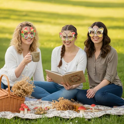 Pajean 36 Pcs Enchanted Forest Party Decorations Mushroom Themed Eyeglasses Wild Mushrooms Paper Glasses Photo Booth Props Frame Favors for Woodland Shower Birthday Party Decor Supplies - style: Mushroom