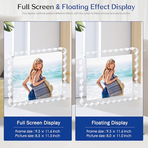 acrylic photo frame- 2Pack Scalloped Picture Frames 8×10 Inch, 15+15mm Thick BlockClear Glass Photo Frame with Thick Block | Modern Home Gift Set (2 Pack, 8X10) - color: 2 Pack, size: 8X10