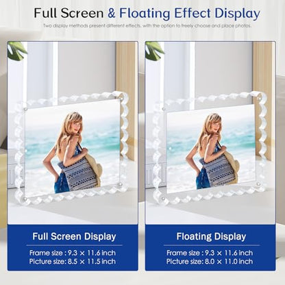 acrylic photo frame- 2Pack Scalloped Picture Frames 8×10 Inch, 15+15mm Thick BlockClear Glass Photo Frame with Thick Block | Modern Home Gift Set (2 Pack, 8X10) - color: 2 Pack, size: 8X10