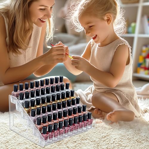 6-Tier Clear Acrylic Nail Polish Storage, Holds 48-96 Bottles, Multi-Purpose Nail Polish Rack, Sunglasses, Essential Oils and Cosmetics - size: 6-Tier