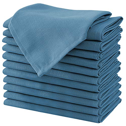 H.VERSAILTEX Cloth Napkins Set of 12 (18" X 18") Linen Textured Dinner Napkins Waterproof Extra Soft Thick Durable Reusable Napkins with Hemmed Edges for Dinners, Weddings and Everyday Use, Ink Blue - color: Ink Blue, size: 18" x 18" (Square)
