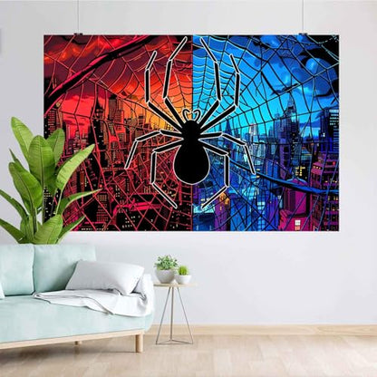 7x5FT Spidey Background Spider Blue Red City Photography Backdrop for Children's Boys Birthday Photography Background Baby Shower Decoration Banner TAYBDJ752 - size: 7x5FT