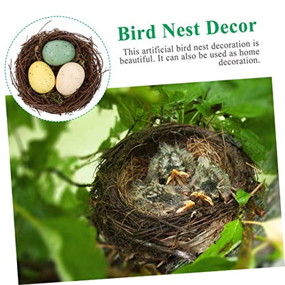 STOBOK Natural Vines Bird Nest Decor with Artificial Eggs Home Decoration Props for Photography DIY Micro-Landscapes and Event Styling