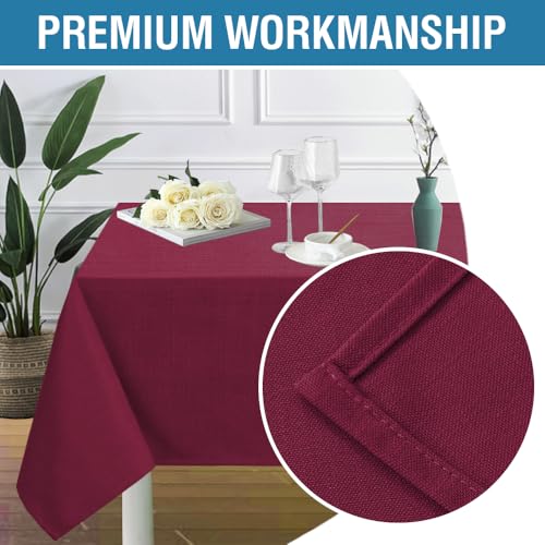 H.VERSAILTEX Linen Textured Table Cloths 54 x 54 Inch Premium Solid Tablecloth Spill-Proof Waterproof Table Cover for Dining Buffet Feature Extra Soft and Thick Fabric Wrinkle Free, Christmas Red - color: Christmas Red, size: 54" x 54" (Square)