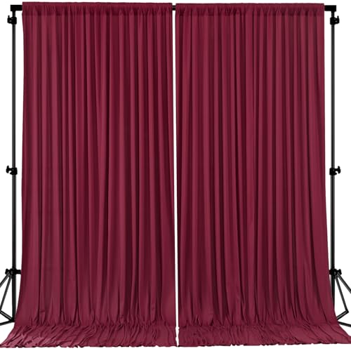 8ftx10ft Wrinkle Free Burgundy Backdrop Curtain - 10 Feet Photography Backdrop Drapes, Silky Polyester Back Drop Cloth for Wedding Baby Shower Balloon Arch Background - color: Burgundy, size: 8FTx10FT (W4'xH10', 2 Panels)