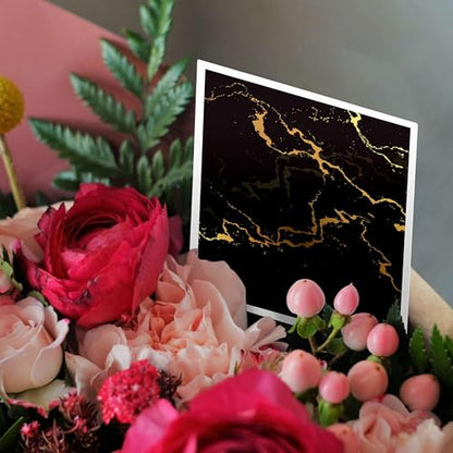 3dRose Greeting Cards - Image of black and yellow marble texture, faux stone backdrop - 12 Pack - Alexis Design - Texture Marble - size: 12 Greeting Cards with envelopes