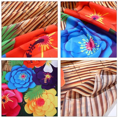 VitalCozy 7x5ft Fabric Hawaiian Beach Photography Backdrop Aloha Luau Party Decorations Tropical Hibiscus Flower Palm Leaves Reed Luau Banner Background Props Birthday Party Supplies