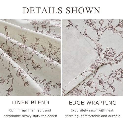 Table Cloth Square Floral Tablecloth Farmhouse Vintage French Rustic Brown Flowers Pattern Linen Burlap Textured Outdoor Table Cover for Picnic,Dining,Party,Home Decor 55x55 Inch - color: Brown on Cream, size: 55" x 55" (Square)