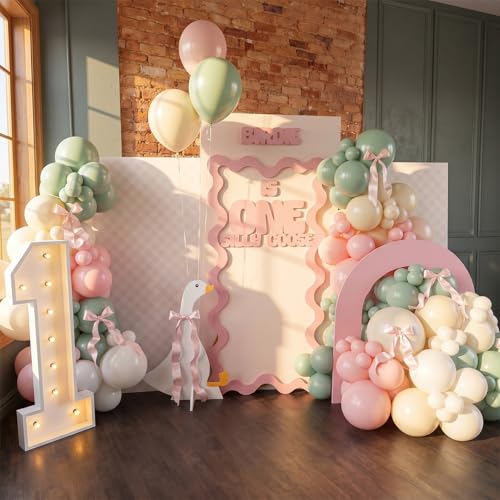 Pink Green Blue Balloon, 60 Packs 12 Inch Pastel Pink Blue Light Sage Green White Balloons for Baby Shower Easter Floral Fairy Wildflower Tea Party 1st Goose Baby in Bloom Birthday Decoration - color: Pink Green Blue