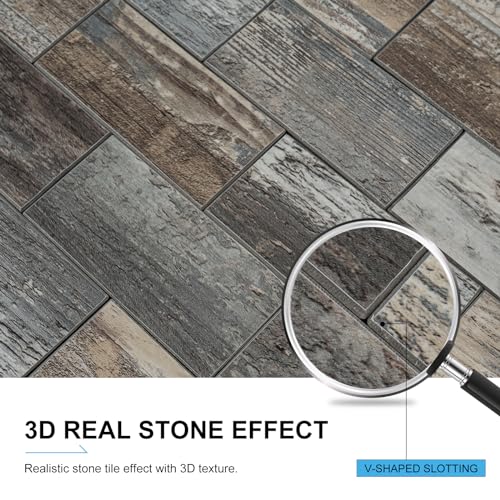 Peel and Stick Backsplash, 20 Sheets Peel and Stick Tile for Kitchen Backsplash, Self Adhesive Waterproof Backsplash Tile, PVC Wall Tile for Bathroom, Laundry Room, RV - color: Old Wood Wood Grain