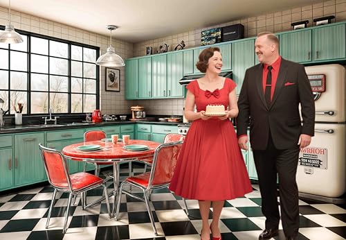 7X5ft Retro Kitchen Photography Backdrop 1950s Interior Cooking Dining Background 50s Dinner Birthday Party Banner Decorations Adult Portrait Video Photo Shoot Props - color: Multi2, size: 7x5ft