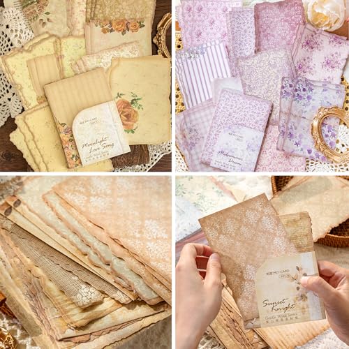 240 Sheets Vintage Floral Scrapbook Paper & Textured Paper Set - 8 Pack Mixed Scrapbook Supplies for DIY Scrapbooking Planner Bullet Junk Journal Supplies Collage Background 3.9x5.5 Inch