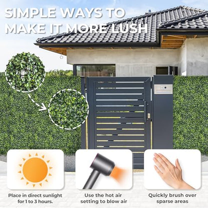 Artificial Grass Wall Panel Screen: 20"x20" 6P (16.7 sqft) UV-Anti Faux Boxwood Panels for Indoor Outdoor Green Wall Decor, Privacy Fence, Patio, Balcony, Party Backdrop - size: 20"x20" 6P