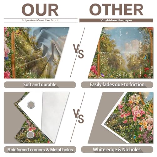 7x5ft Fabric Spring Enchanted Garden Backdrop Fairytale Forest Floral Butterfly Wonderland Oil Paint Photography Background Girl Kids Birthday Decor Photo Banner - size: 7'x5'