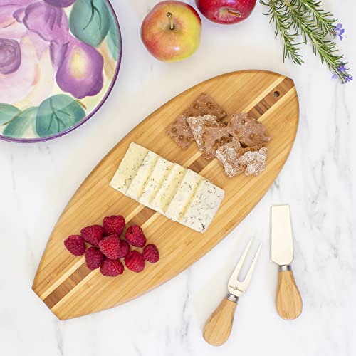 Totally Bamboo Lil' Surfer Surfboard Shaped Bamboo Serving and Cutting Board, 14-1/2" x 6 - size: 14"L x 6"W