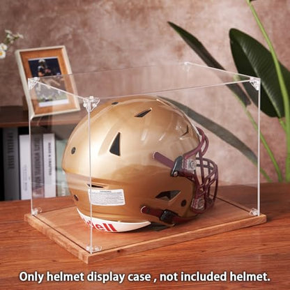 LITY Football Helmet Display Case, Full Size Acrylic Showcase with Solid Wood Base, UV and Dust Protection, Collectibles Box for Sports Memorabilia, for Sports Collectors - size: 1 Pack Football Helmet