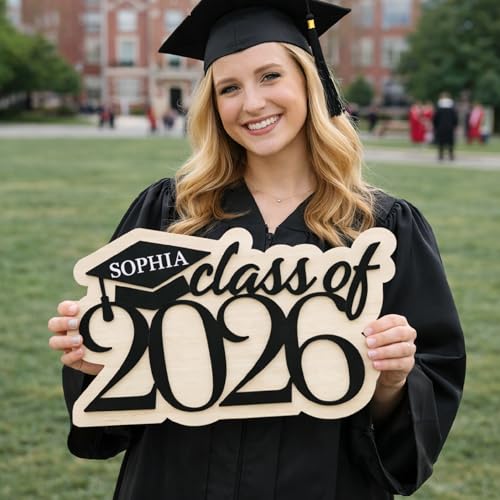Luxury Custom Wooden 3D 2 Layers Graduation 2026 Name Sign, Custom Wood Grad Photo Prop, Class of 2026 Backdrop Decor, Senior Year, Gifts For Him Her 2 - color: Style 2