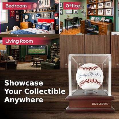 True Legend Baseball Display Case with 95%+ UV Protection: Premium Baseball Holder with Thick Acrylic Polished Edges - Perfect Display Stand for Sports Memorabilia Collectors