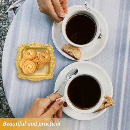 10pcs Small Square Baroque Plastic Dessert Plates for Wedding Bridal Shower Party Mini Cake Candy Tray for Fruit Snacks Display and Food Photography Props Easy-clean Serving Trays