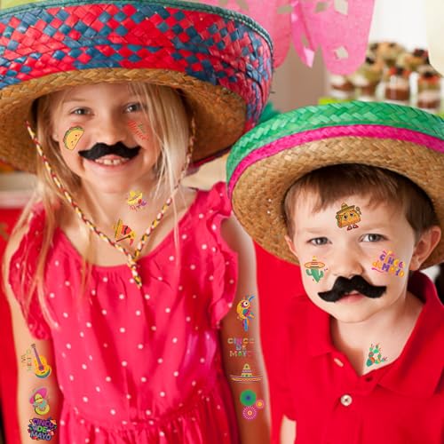 Cinco De Mayo Temporary Tattoos - Cinco De Mayo Decorations Fiesta Party Decorations Supplies Accessories Traditional Mexico Fiesta Party Favors Mexican Design Taco Celebration Gift Idea For Family