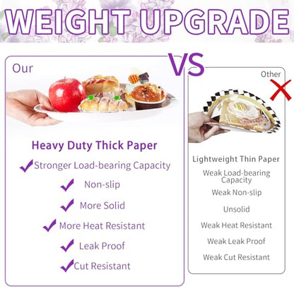50 Pcs Lilac Oval Paper Plates Large 10" x 12" Purple Floral Plates Disposable Heavy Duty Dinner Serving Platters for Spring Summer Purple Party Supplies Baby Shower Wedding Flower Party Decorations - style: 50Pcs Lilac Oval Plates