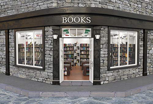 Haoyiyi 9x6ft Books Store Backdrop Bright School Library Bookshelf Bookstore Stone Wall Background for Photography Teaching Online Class Decoration Student Adult Artistic Portrait Photo Studio Prop