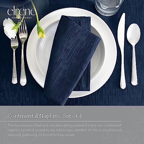 Elrene Home Fashions Continental Solid Texture Water and Stain Resistant Fabric Dining Napkins, Set of 4, 17"x17", Navy - color: Navy, size: 17" x 17" (Set of 4)