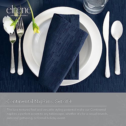 Elrene Home Fashions Continental Solid Texture Water and Stain Resistant Fabric Dining Napkins, Set of 4, 17"x17", Navy - color: Navy, size: 17" x 17" (Set of 4)