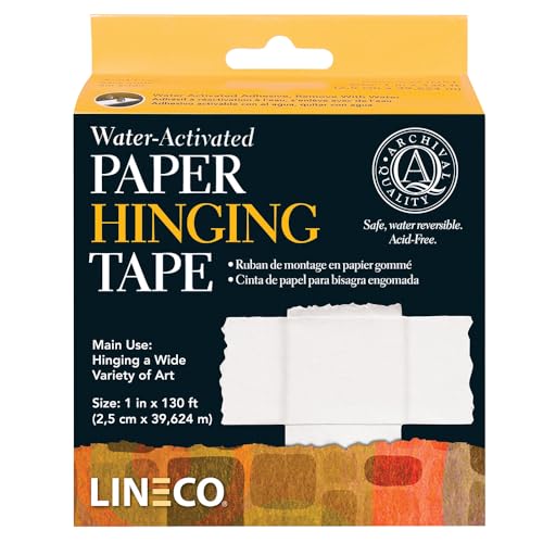Lineco, Archival Water Activated Paper Hinging Tape, Acid-Free with Neutral pH, for Hinging Art Photo Matboard, 1 Inch x 130 Feet, Pack of 1 - size: Pack of 1