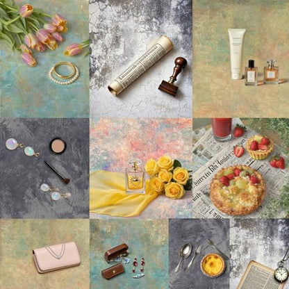 6PCS Non-Wrinkle Product Photography Backdrops: Tabletop Photo Backdrop Gradient Cloth, 31x21in Flat Lay Seamless Props for Food Jewelry Cosmetics - color: Retro Oil Painting