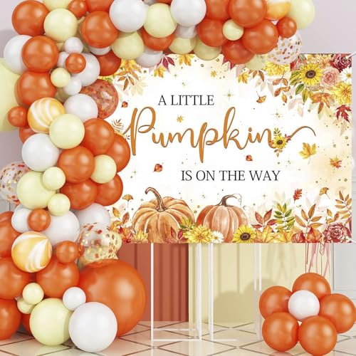 Mocsicka Pumpkin Baby Shower Backdrop A Little Pumpkin is On The Way Backdrop Banner Fall Pumpkin Autumn Maple Leaves Baby Shower Decorations Photo Booth Props 70.8x43.3(inch)
