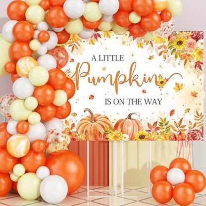 Mocsicka Pumpkin Baby Shower Backdrop A Little Pumpkin is On The Way Backdrop Banner Fall Pumpkin Autumn Maple Leaves Baby Shower Decorations Photo Booth Props 70.8x43.3(inch)