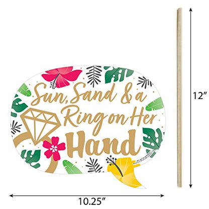 Big Dot of Happiness Funny Last Luau - Tropical Bachelorette Party and Bridal Shower Photo Booth Props Kit - 10 Piece - color: Luau