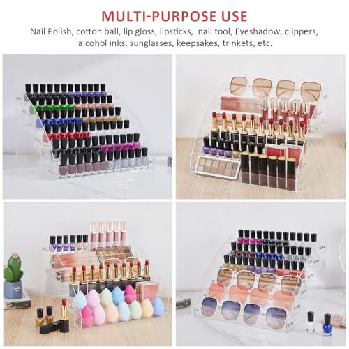 KINGROW Nail Polish Organizer Holder Rack 6 Layers Acrylic Display Shelf For Eyeglasses Essential Oils Ink Storage Holds Up to 96 Bottles (Fit 1-2oz Bottles) - size: 6 Layers