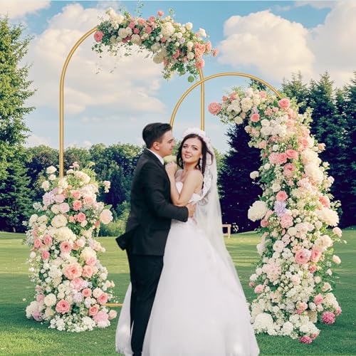 Metal Arch Backdrop Stand 7.2FT+6FT Wedding Arch Backdrop Stand Set of 2 Gold Arch Backdrop Stand for Valentines Day Party Wedding Ceremony Baby Shower Birthday Floral Balloon Decration - size: 6ft + 7.2ft Stand Set