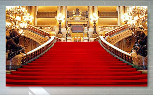 Red Carpet Backdrop, Golden Palace Gorgeous European Hall Photo Backdrop, Vinyl 18x10ft Prom Picture Photo Studio Props BJXTGU169 - color: Red, size: 18x10ft