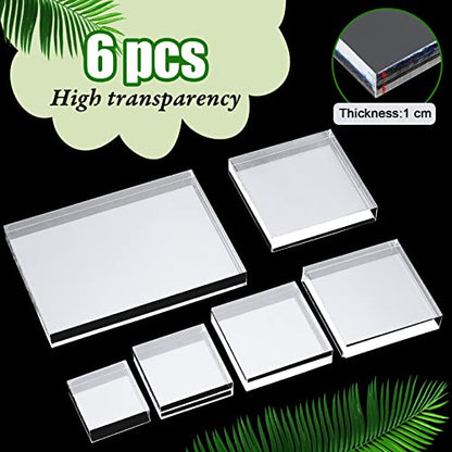 Amyhill 6 Pcs Acrylic Blocks Wedding Flat Lay Props Acrylic Styling Photography Clear Stamp Display Block Set Props Wedding for Scrapbooking Crafts(Square) - style: Square