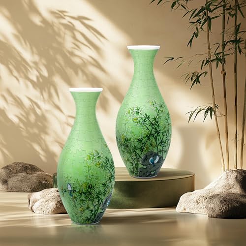 3D Puzzle Vase for Adults, 160-Piece Unique Curved Plastic Flower Vase,House Warming Gift for Flower Arrangements and Home Decor, for Mom (Bamboo) - color: A-bamboo Serenity