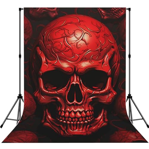 Red Skulls Backdrop Background for Photography 5x7ft Photobooth Professional Photo Backdrop Curtains Video Photography Studio Photo Backgrounds Banner Booth Background Screen Parties - color: Red Skulls