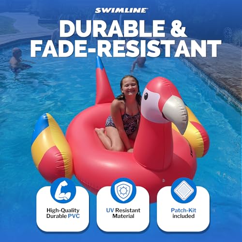 SWIMLINE Original 90629 Giant Inflatable Parrot Pool Float | Colorful Ride-On Raft with Stable Wings & Legs | Lounge Floatie Perfect for Parties & Lounging (Pack of 4) - color: Parrot, size: Large (Pack of 4)