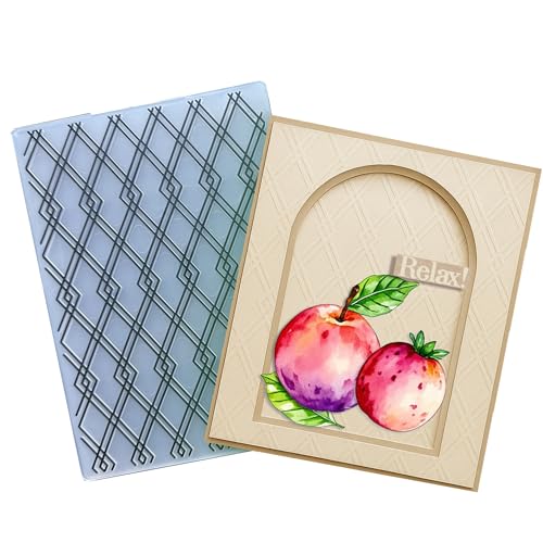 Arbuya Diamond Square Plastic Embossing Folders for Card Making, Plaid Background Embossing Folder DIY Craft Folders Template Stencils for Scrapbooking Photo Album Decoration 5“x7” - color: Diamon Sqaure Pattern